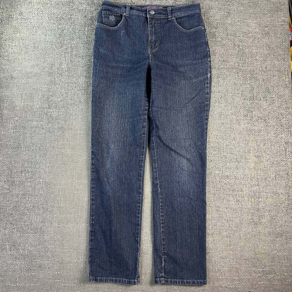 Gloria Vanderbilt Amanda Straight Leg Jeans Womens 8 Dark Wash High Rise Denim